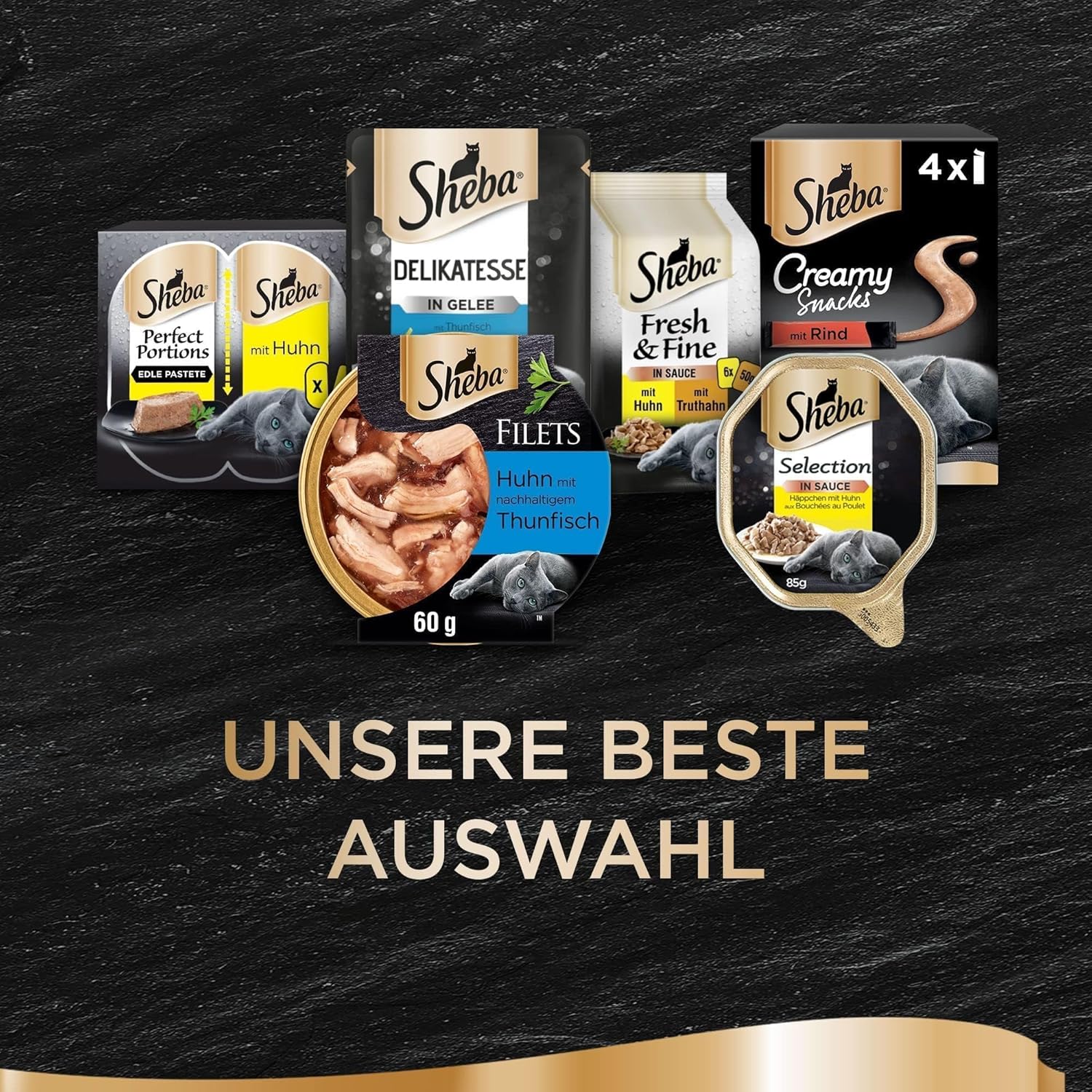 SHEBA Filets Adult Katzenfutter in Sauce mit Huhn 16 x 60g Schale