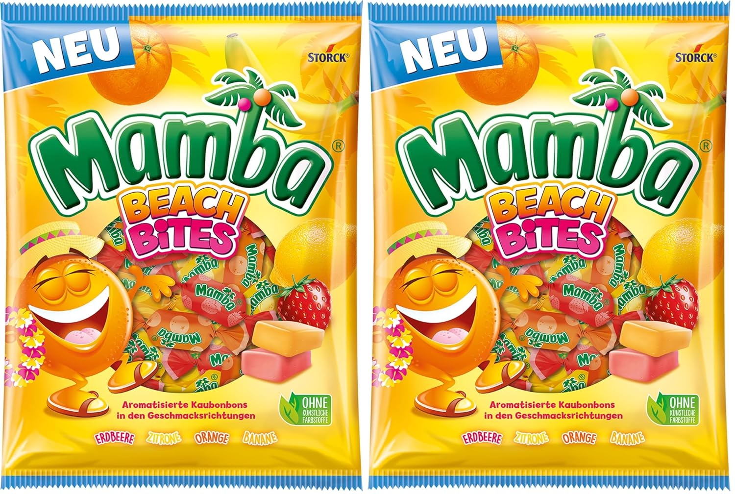 Mamba Beach Mix – 1 x 160g – Fruchtige Kaubonbons mit Mamba Beach Surfer, Mamba Beach Sticks & Mamba Beach Bites – Fruchtgummi Mix einzeln verpackt