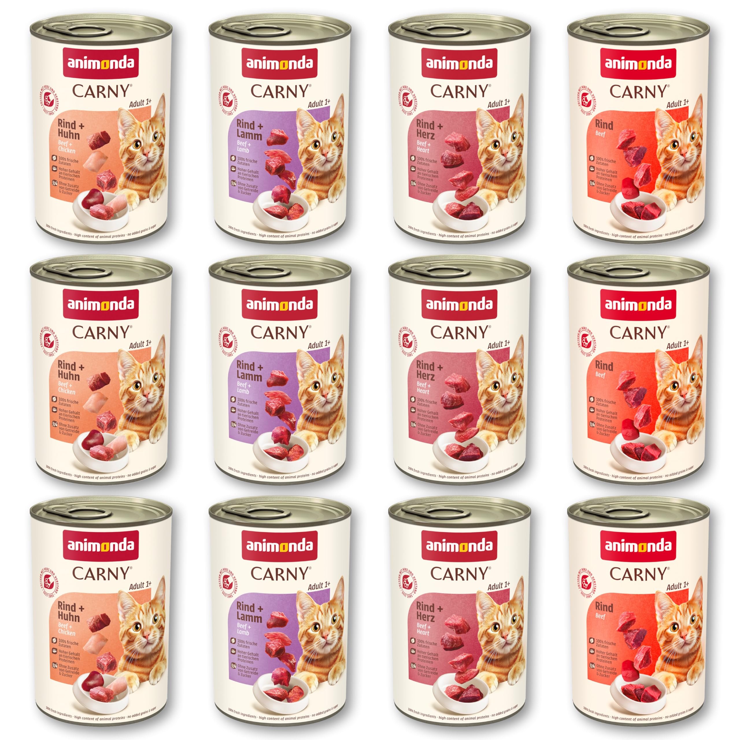animonda Carny Adult Huhn + Lachs (6 x 400 g), Katzennassfutter für ausgewachsene Katzen, Nassfutter mit 100 % frischen, fleischlichen Zutaten, Katzenfutter ohne Getreide und Zucker