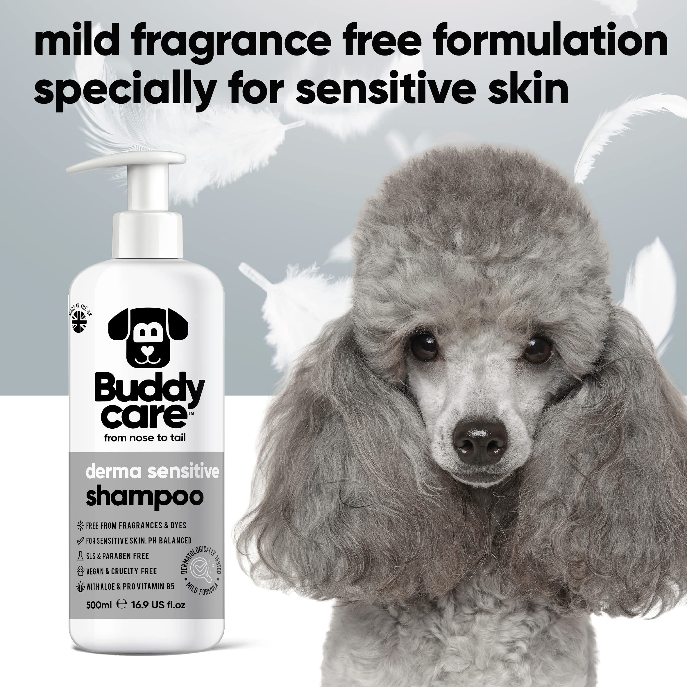 2in1 Hundeshampoo und Conditioner von Buddycare (500ml) - Praktisches Hundeshampoo langhaar und welpen Shampoo Mit Aloe Vera und Pro-Vitamin B5 Rückfettendes Shampoo Für Alle Hunderassen