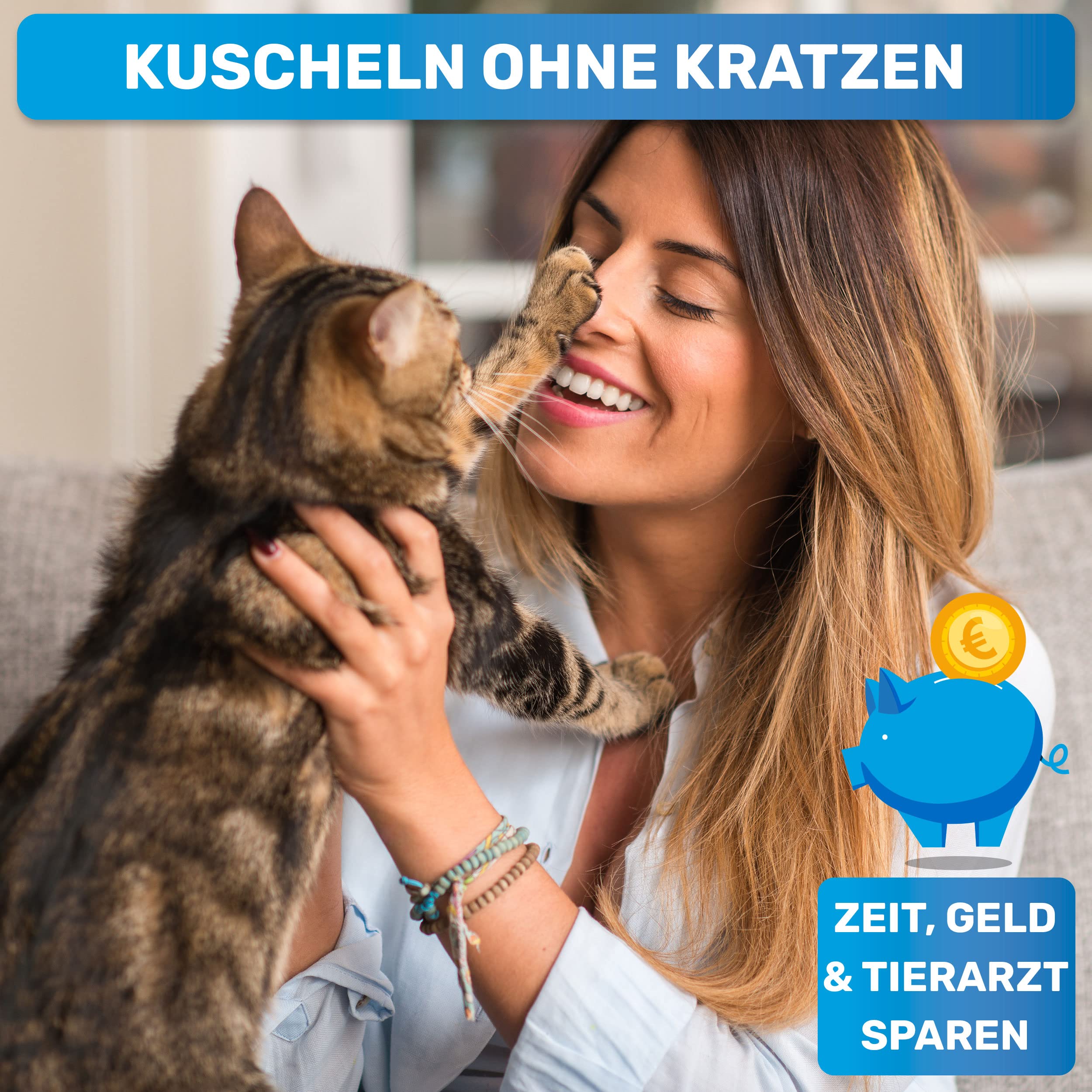 BluePet Krallenschere mit Schutz für Hunde & Katzen I Einsteigerfreundlich I Krallenzange für kleine & große Krallen + Krallenfeile im Griff - Alternative zu Nagelschere & Krallenschleifer