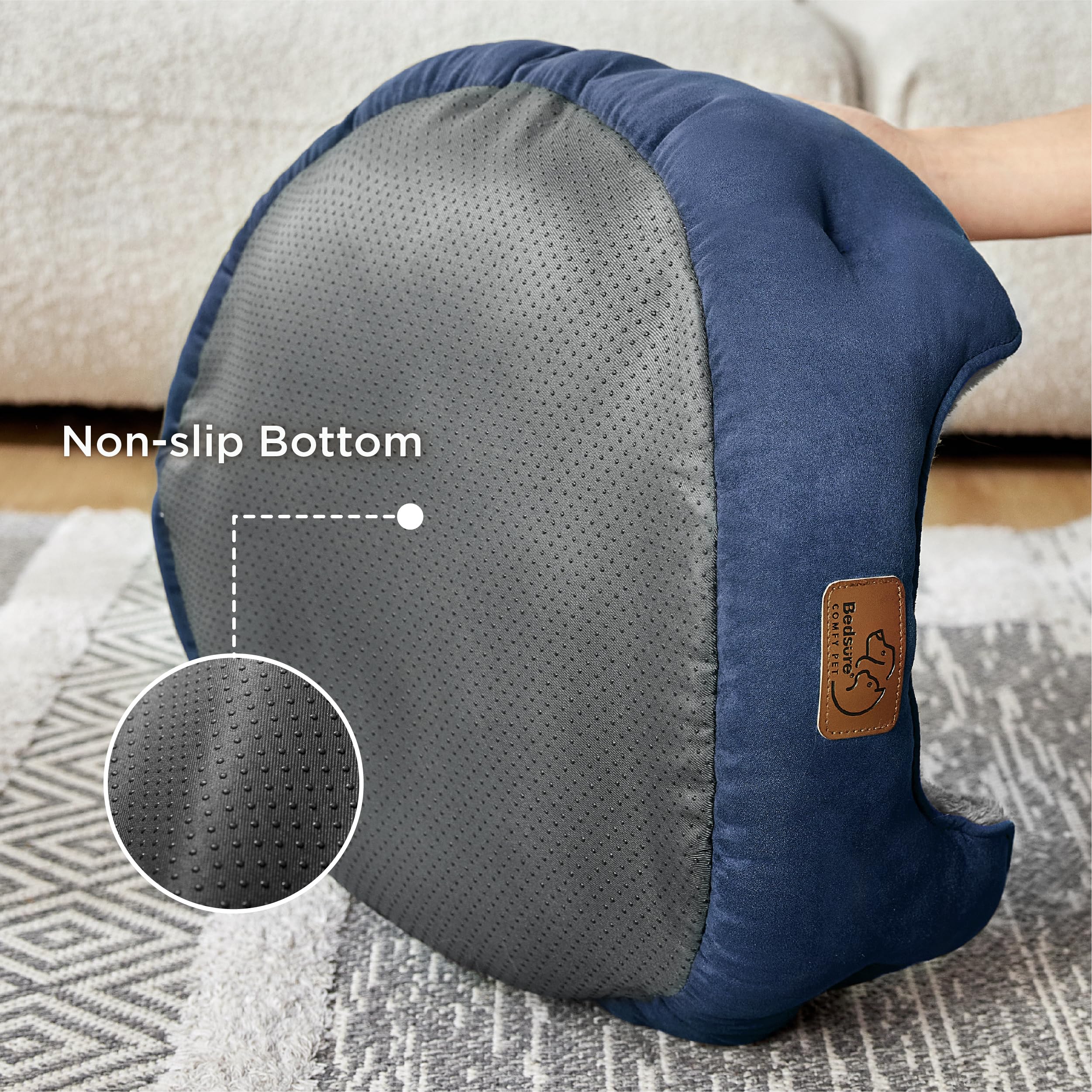 BEDSURE Katzenbett waschbar Katzen Bettchen - 51x48x15cm Katzenkorb mit Zweiseitig Innenkissen Katzenschlafplatz für Katzen oder kleine Hunde,Grau
