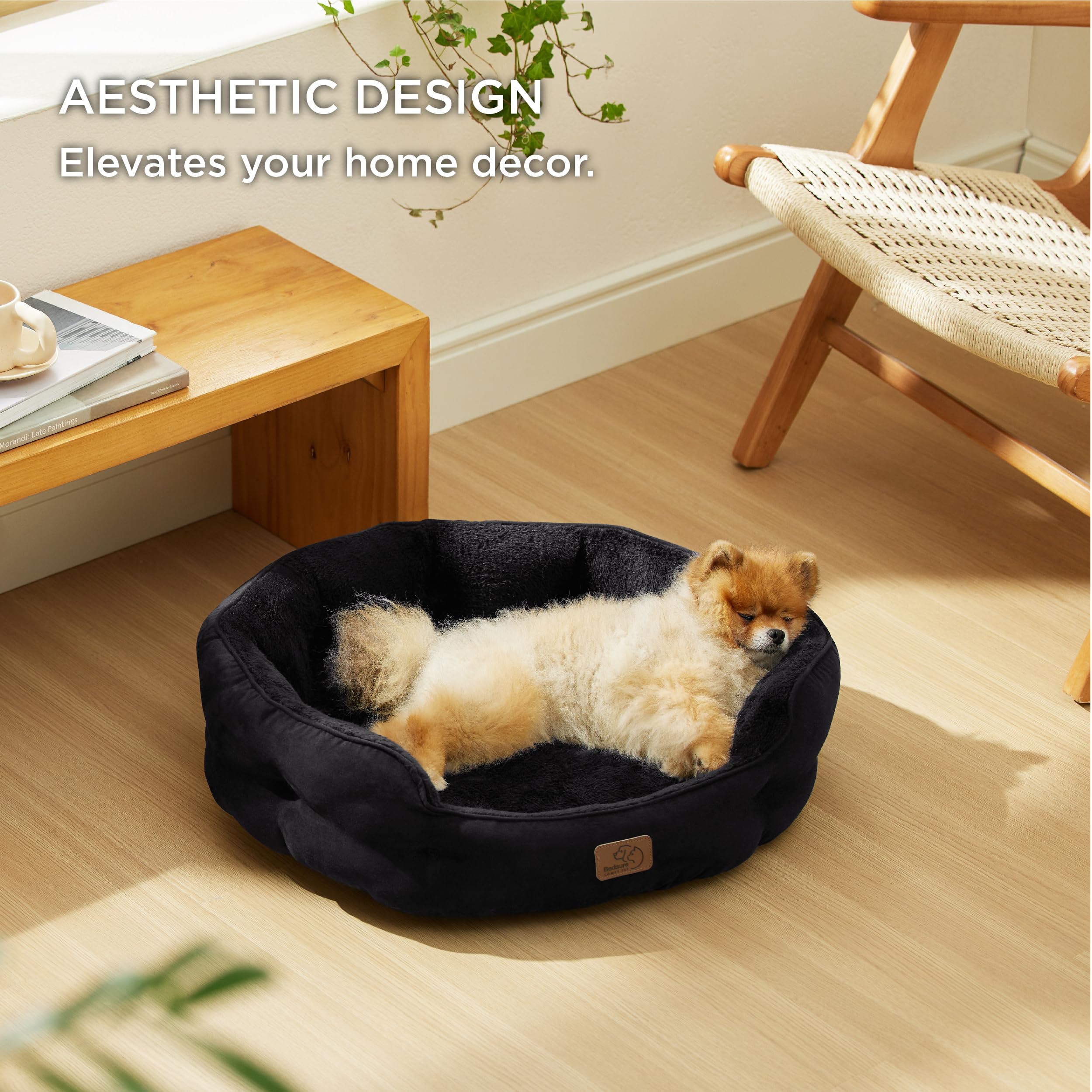 BEDSURE Katzenbett waschbar Katzen Bettchen - 51x48x15cm Katzenkorb mit Zweiseitig Innenkissen Katzenschlafplatz für Katzen oder kleine Hunde,Grau