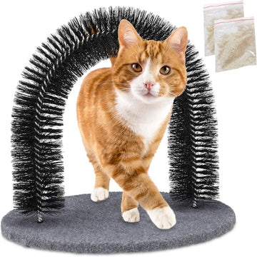Relaxdays Enthaarungsbogen, Inkl. Katzenminze, Fellpflegebogen, Wellness Katzenbogen, für alle Haarlängen, schwarz, 1 Stück (1er Pack)