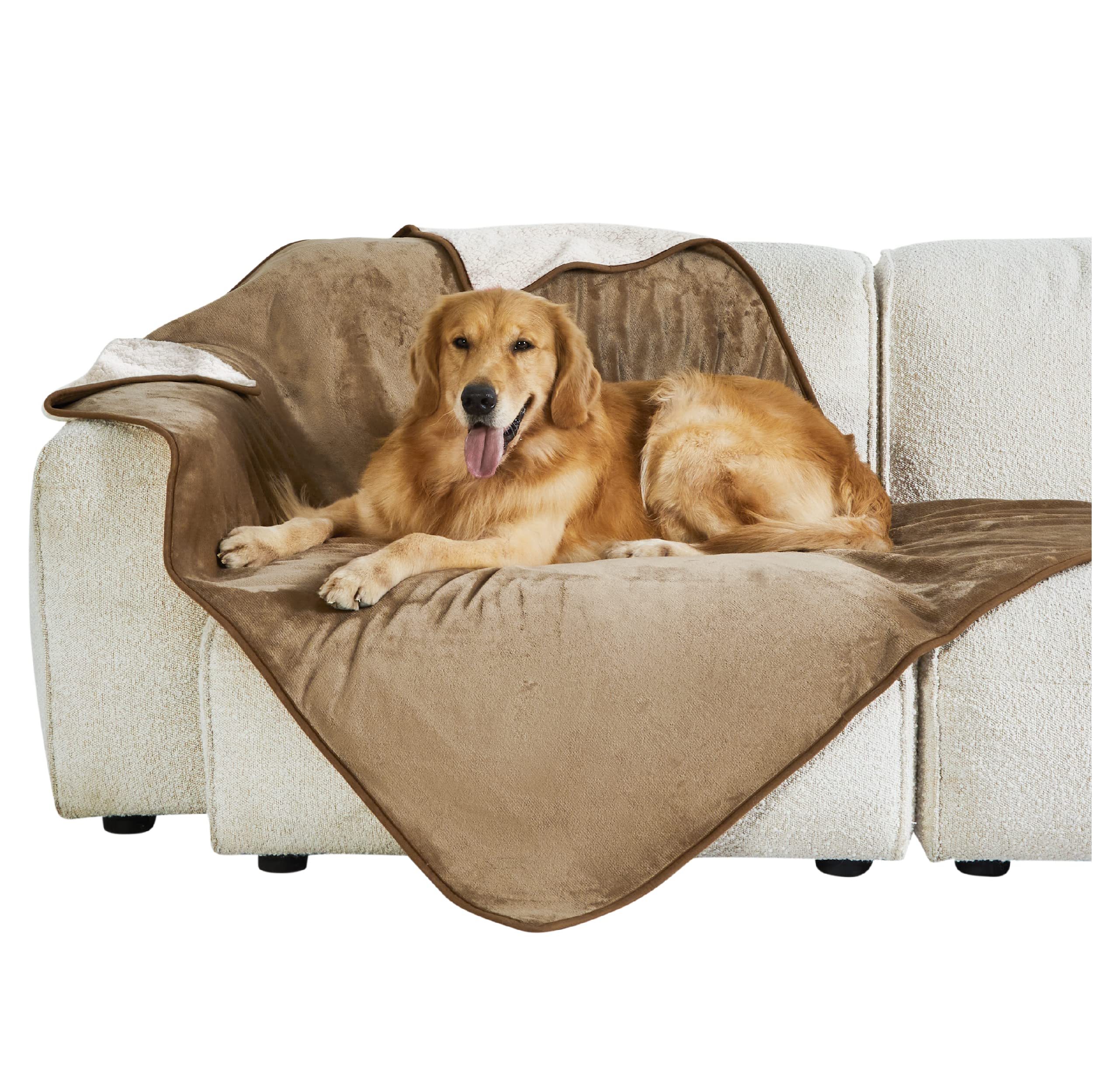 LE SURE wasserdichte Hundedecke mittelgroße Hunde - 100x80cm Hundedecke waschbar, Hundedecke Sofaschutz aus Sherpa Fleece, Katzendecke flauschig und weich, Grau
