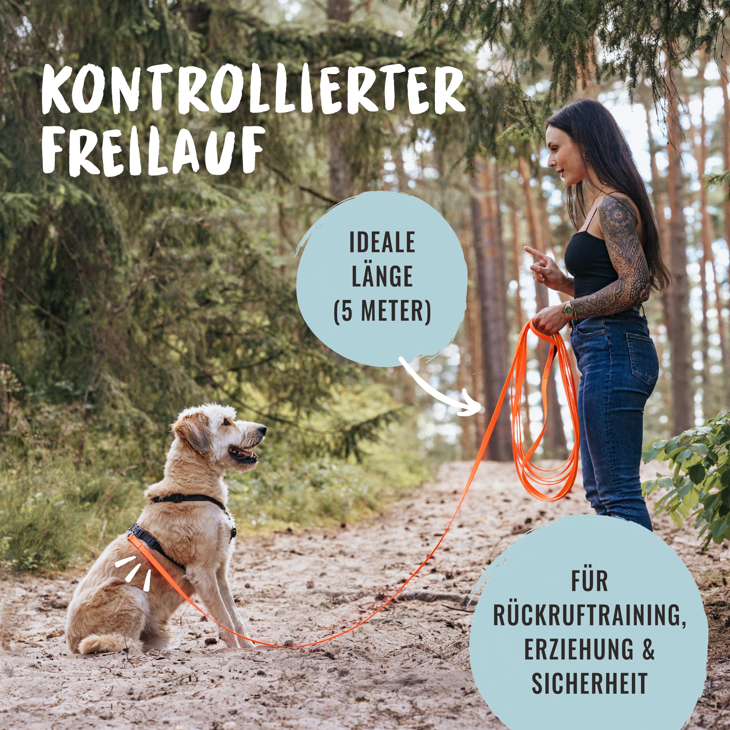 Rudelkönig Schleppleine 10m für Hunde - Robuste & wetterfeste Hundeleine für eine erfolgreiche Hundeerziehung - Mit Griffpolsterung