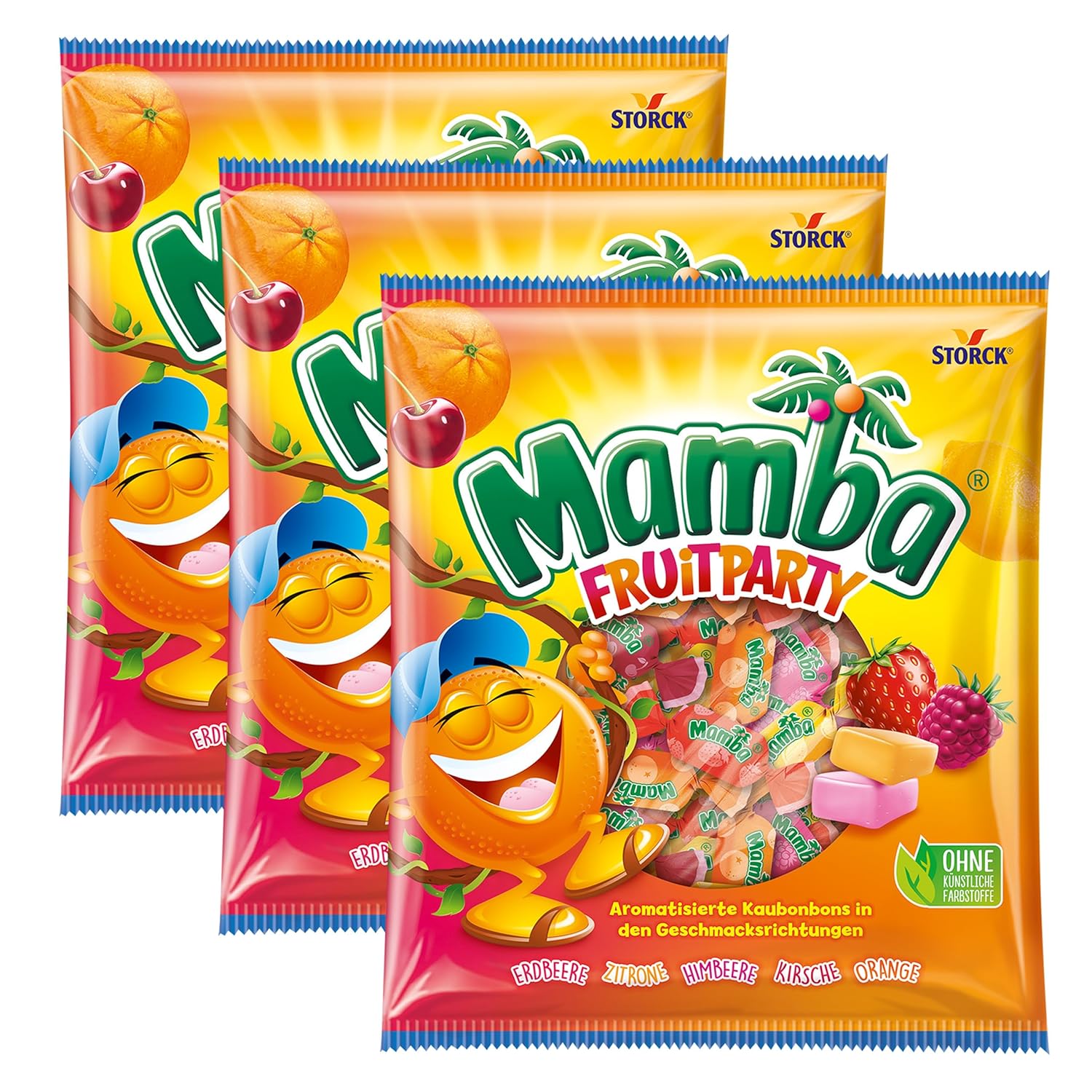 Mamba Beach Mix – 1 x 160g – Fruchtige Kaubonbons mit Mamba Beach Surfer, Mamba Beach Sticks & Mamba Beach Bites – Fruchtgummi Mix einzeln verpackt