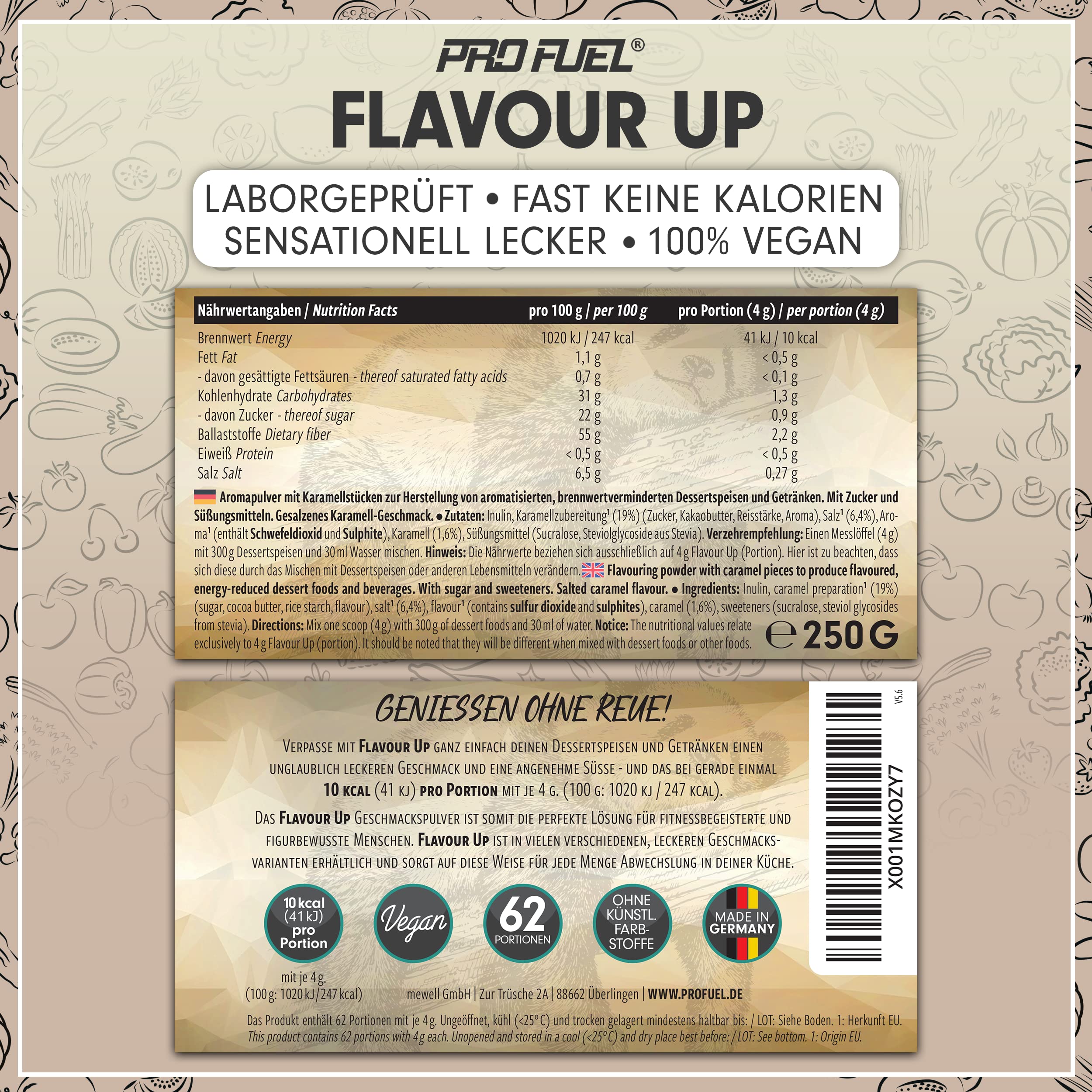 Geschmackspulver MIX PACK mit 8x30g Proben, 8 unglaublich leckere Flavours, nur 8-14 kcal pro Portion, Aroma & angenehme Süße, vielseitig einsetzbar für Lebensmittel & Getränke, FLAVOUR UP