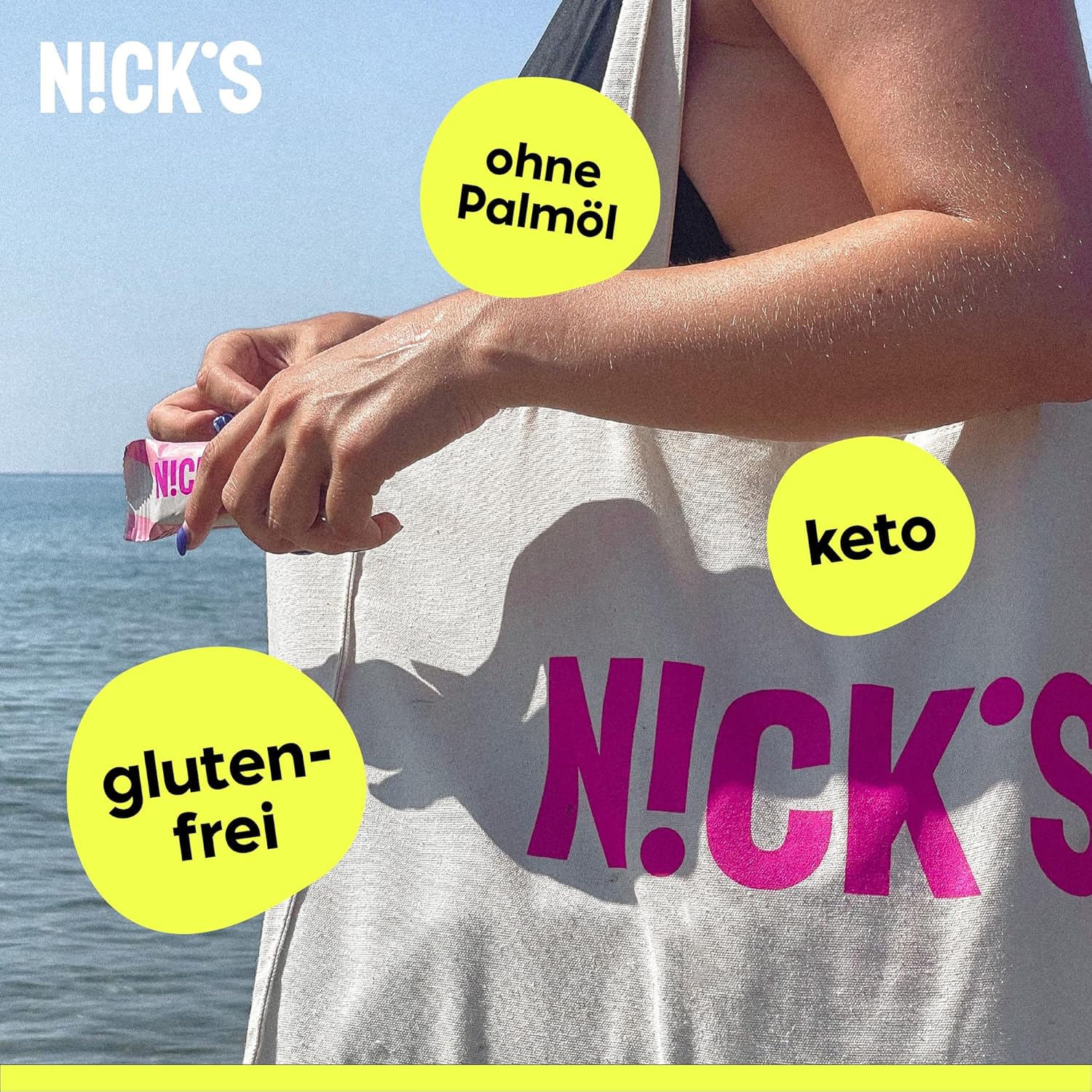 NICKS Keto Riegel Coconut, Schokolade Kokos Snacks, 175 Kalorien, 2 Net carbs, ohne Zuckerzusatz, Glutenfrei, Low carb Süssigkeiten (15x40g)