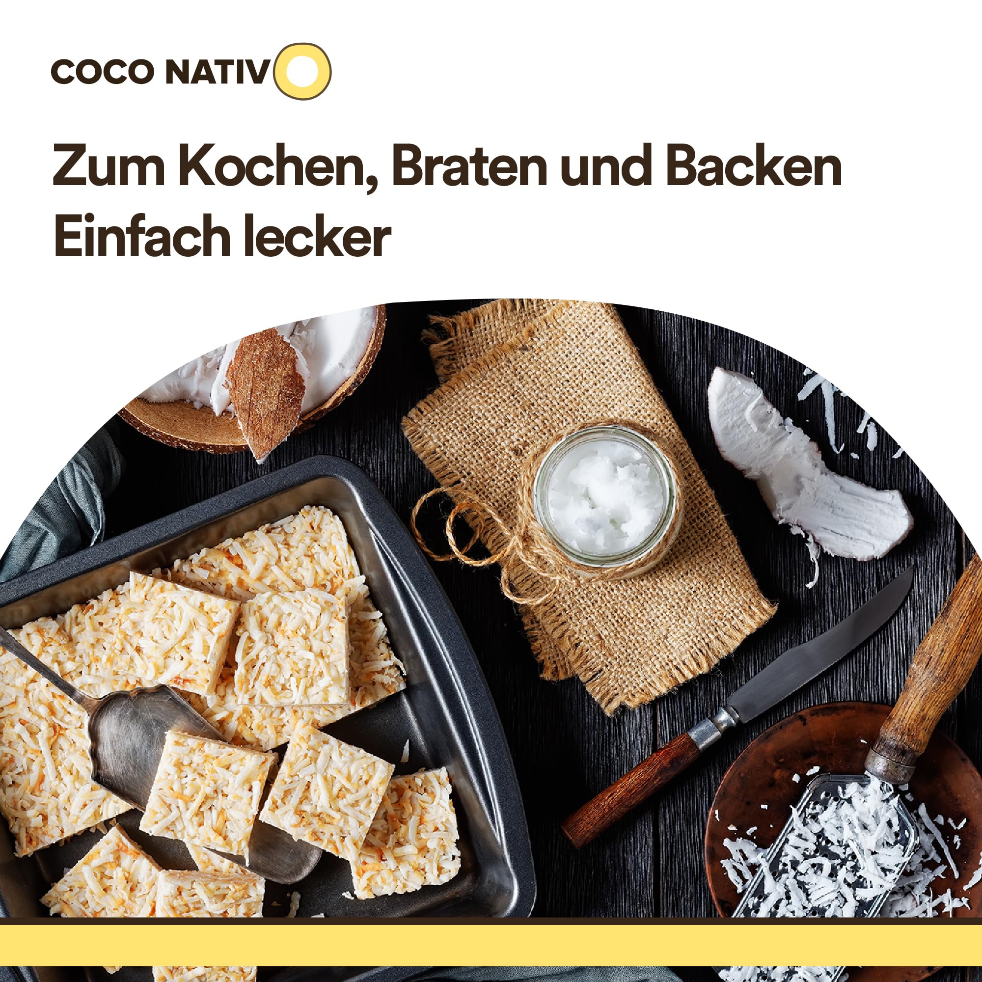 Bio Kokosöl CocoNativo - 1000mL (1L) - Bio Kokosfett, Kokosnussöl, Premium, Nativ, Kaltgepresst, Rohkostqualität, Rein (1000ml) - zum Kochen, Braten und Backen, für Haare und Haut
