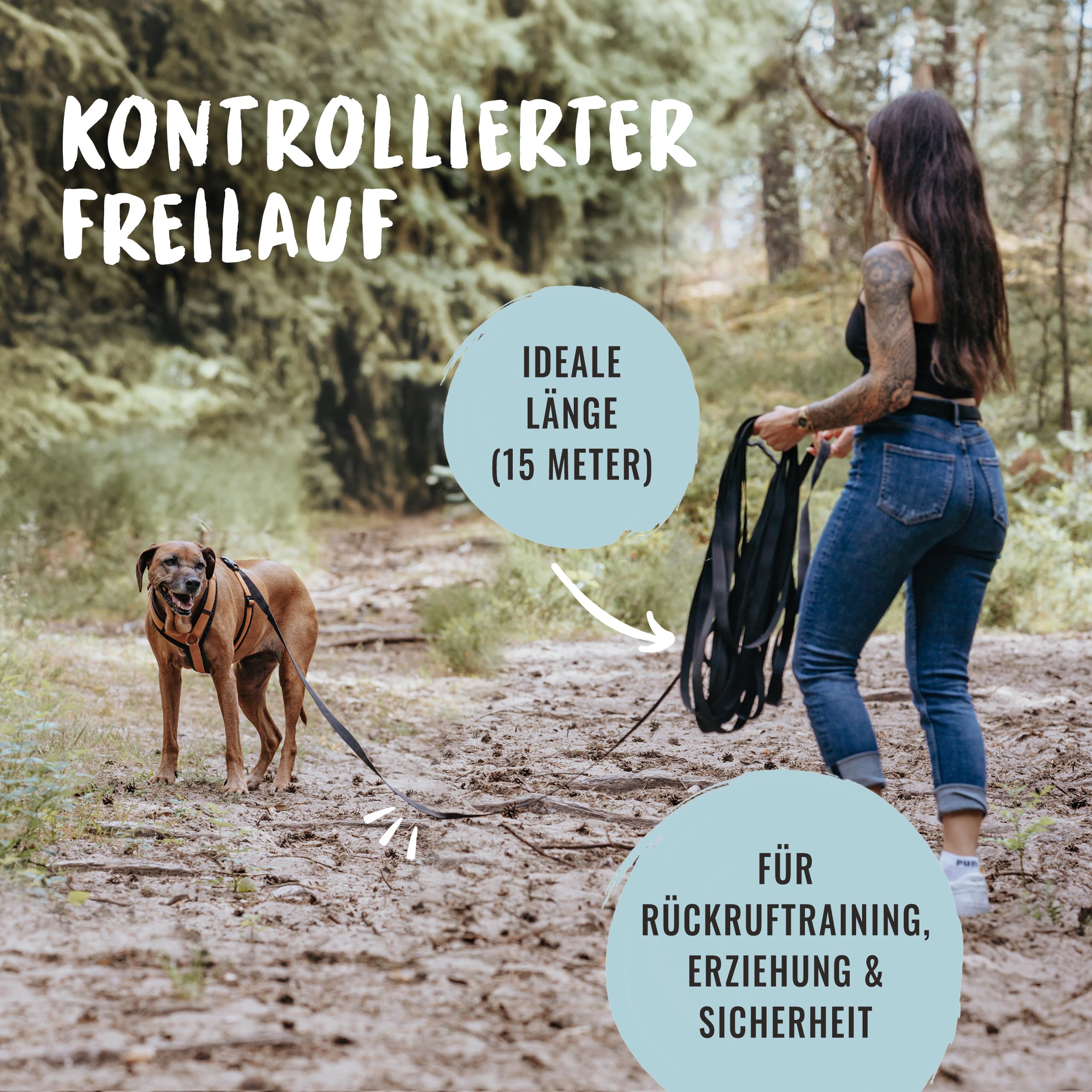 Rudelkönig Schleppleine 10m für Hunde - Robuste & wetterfeste Hundeleine für eine erfolgreiche Hundeerziehung - Mit Griffpolsterung