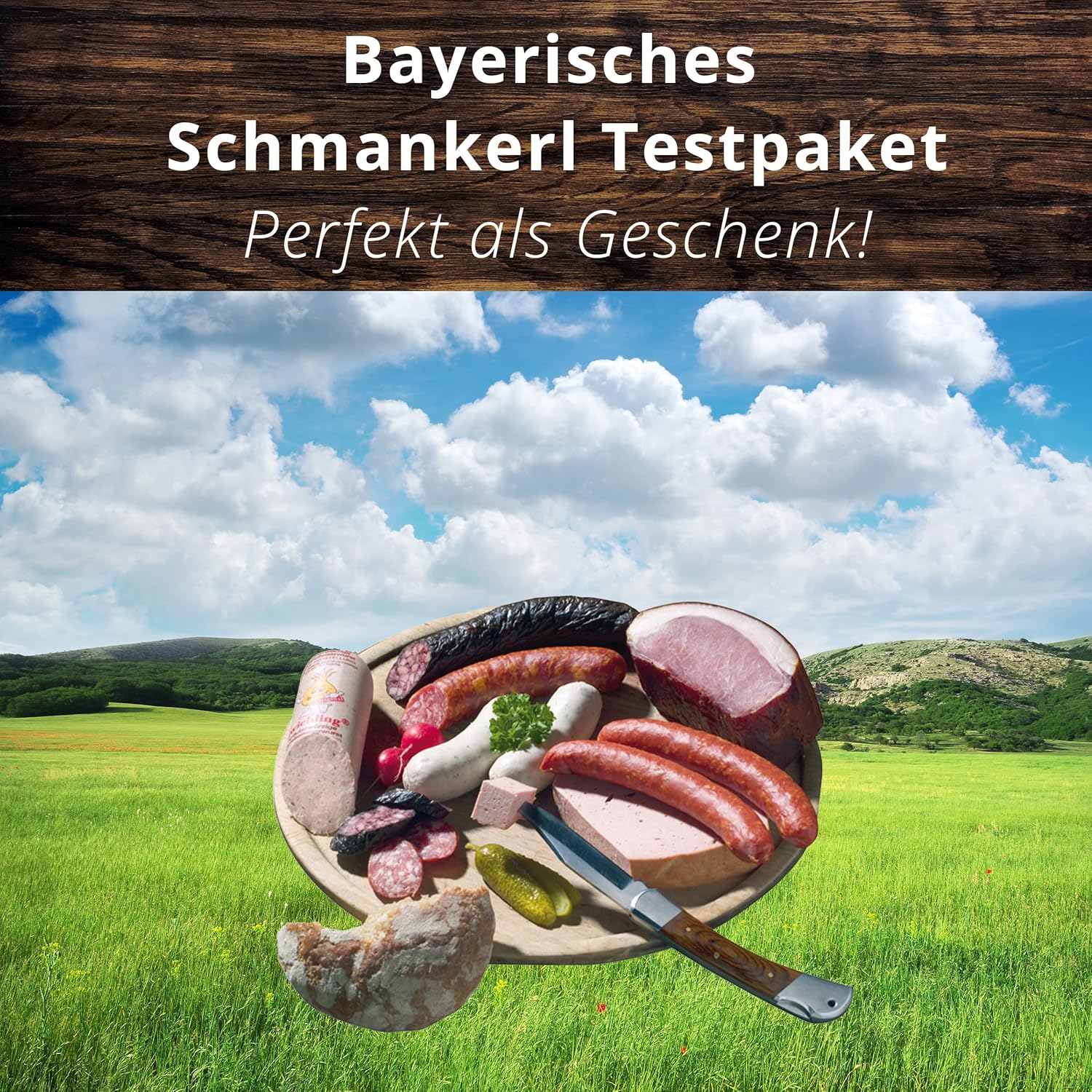 Landmetzgerei Schiessl Bayerisches Probier-Packerl 1 kg | Hausmacher Wurst, Leberkäse, Schinken, Salami | Glutenfrei & laktosefrei | Spitzenqualität aus eigener Schlachtung als Geschenkset