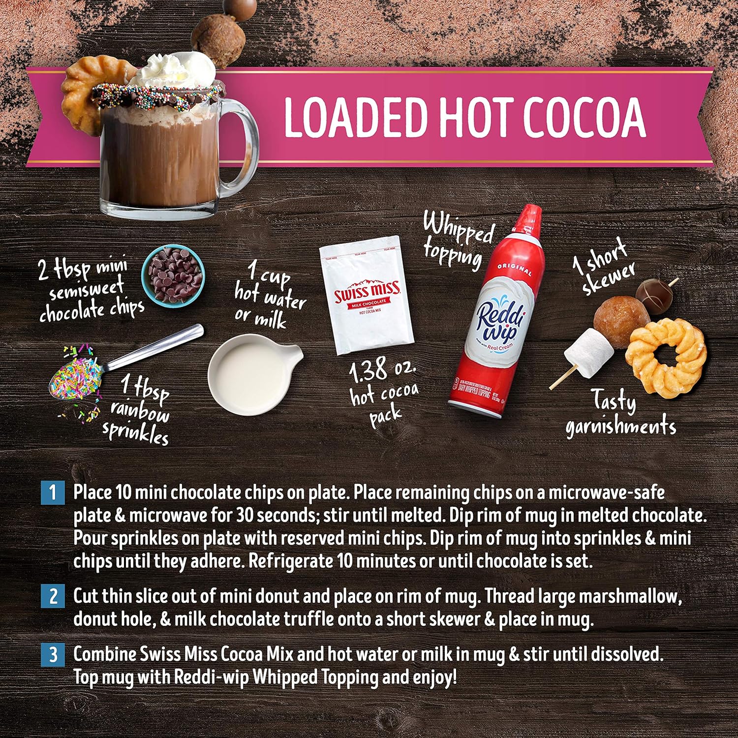 Swiss Miss Milk Chocolate Flavored Reduced Calorie Hot Cocoa Mix, Hot Cocoa Bar Supplies, 0.39 oz., 8-Count Envelopes (12 Boxes)
