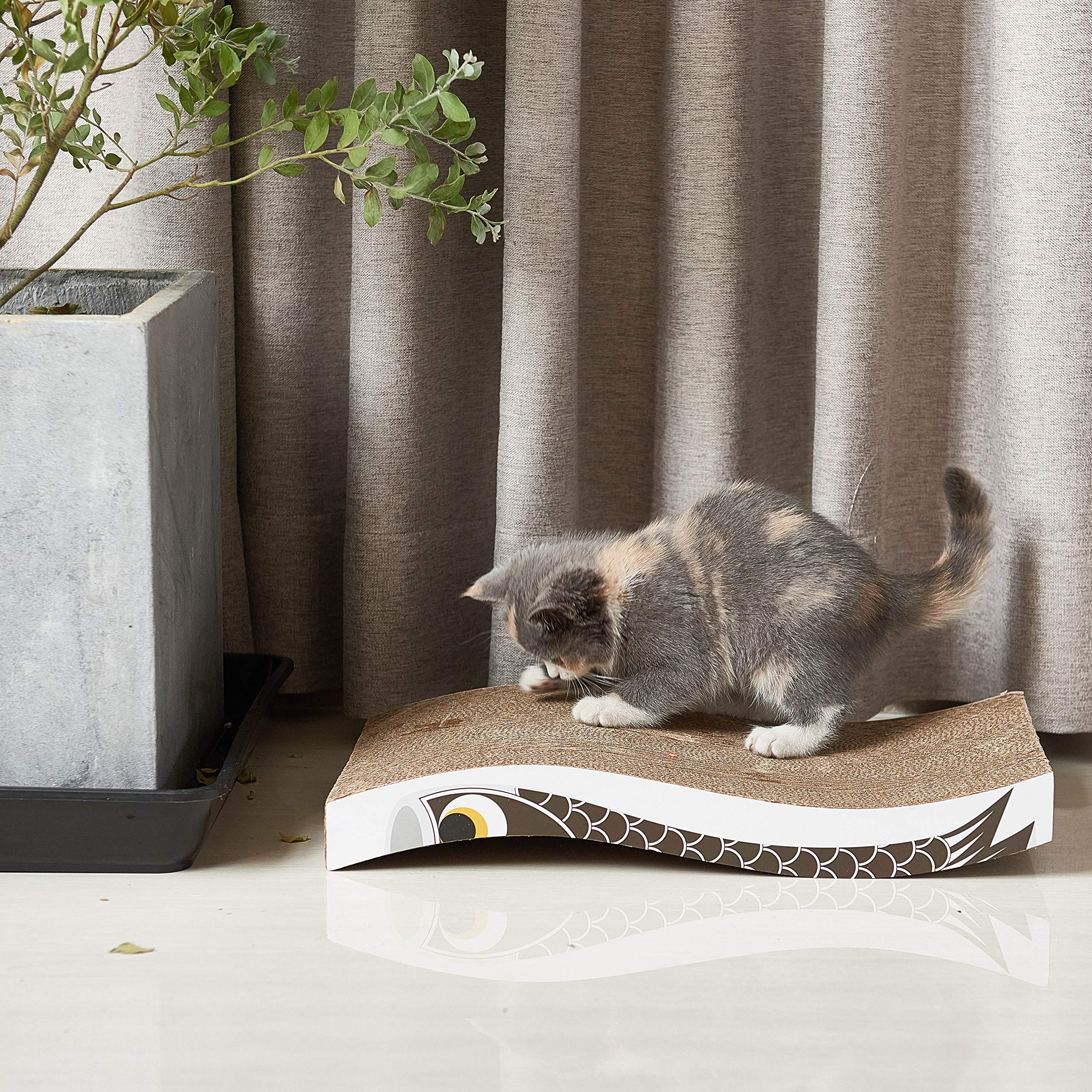 Katzen Kratzbrett aus Pappe – Kratzbretter Katze mit Wellenform, langlebige Kratzmatte als Möbelschutz für Sofa & Ecke, umkehrbare Kratzpappe für Wohnungskatzen (1er-Pack)