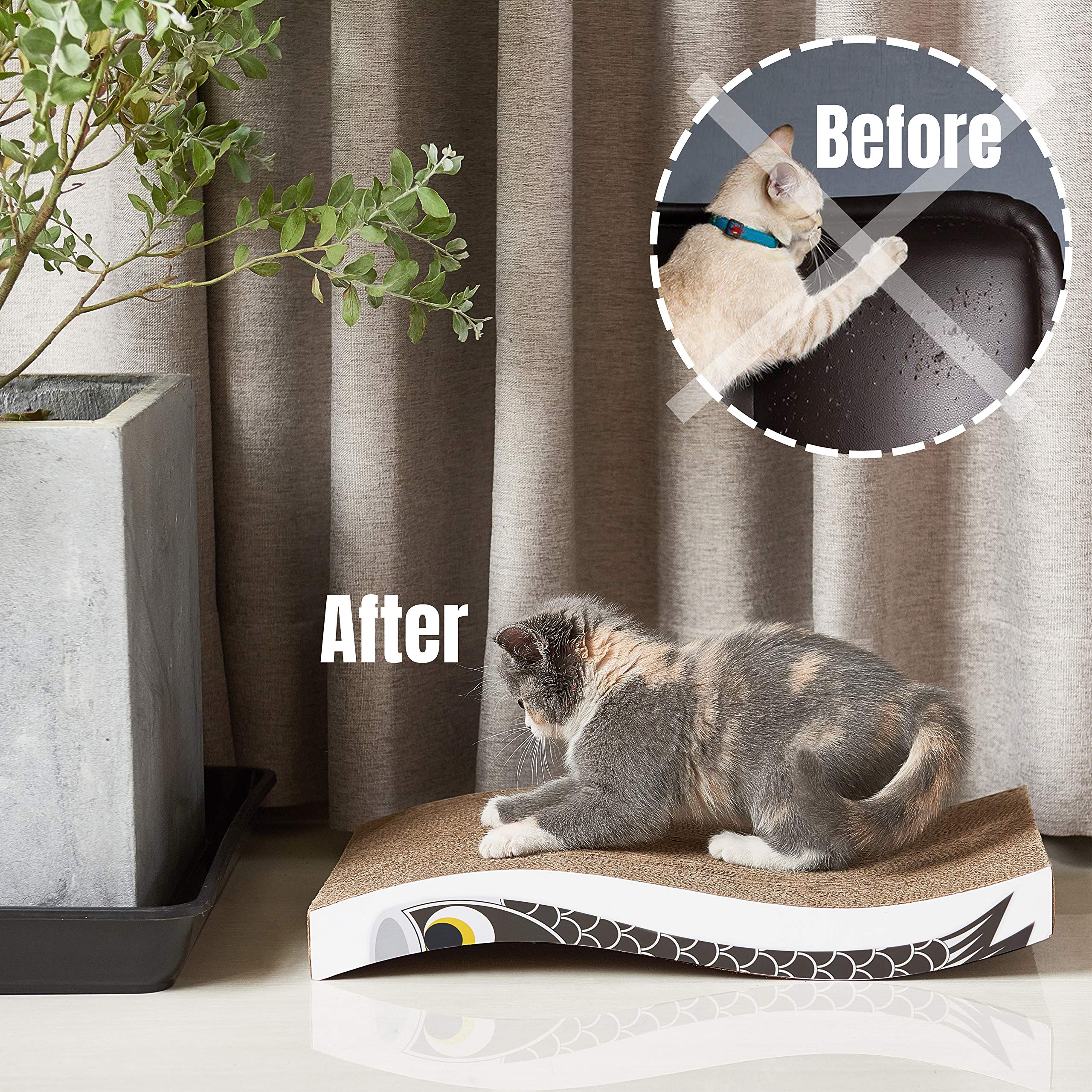 Katzen Kratzbrett aus Pappe – Kratzbretter Katze mit Wellenform, langlebige Kratzmatte als Möbelschutz für Sofa & Ecke, umkehrbare Kratzpappe für Wohnungskatzen (1er-Pack)