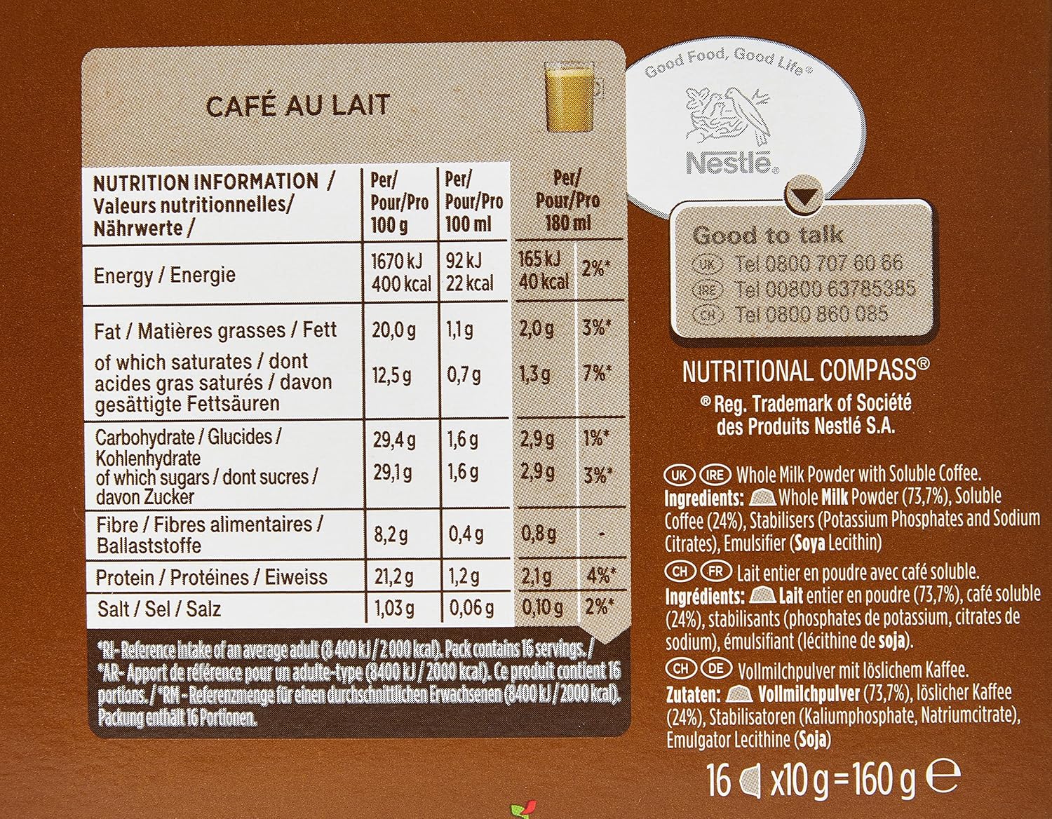 Nescafé Dolce Gusto Café au Lait Kaffeekapseln, Medium Roast, 3er Vorratspack (3 x 30 Kapseln)