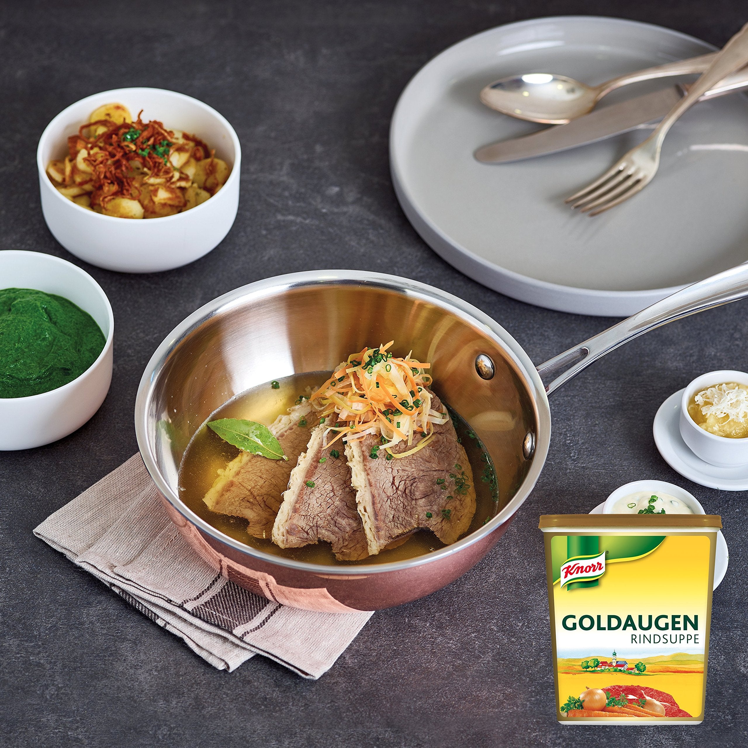 Knorr Goldaugen Rindsuppe (vielseitig anwendbare Rinderbrühe, authentischer Geschmack und idealer Suppenspiegel) 1er Pack (1 x 1 kg)