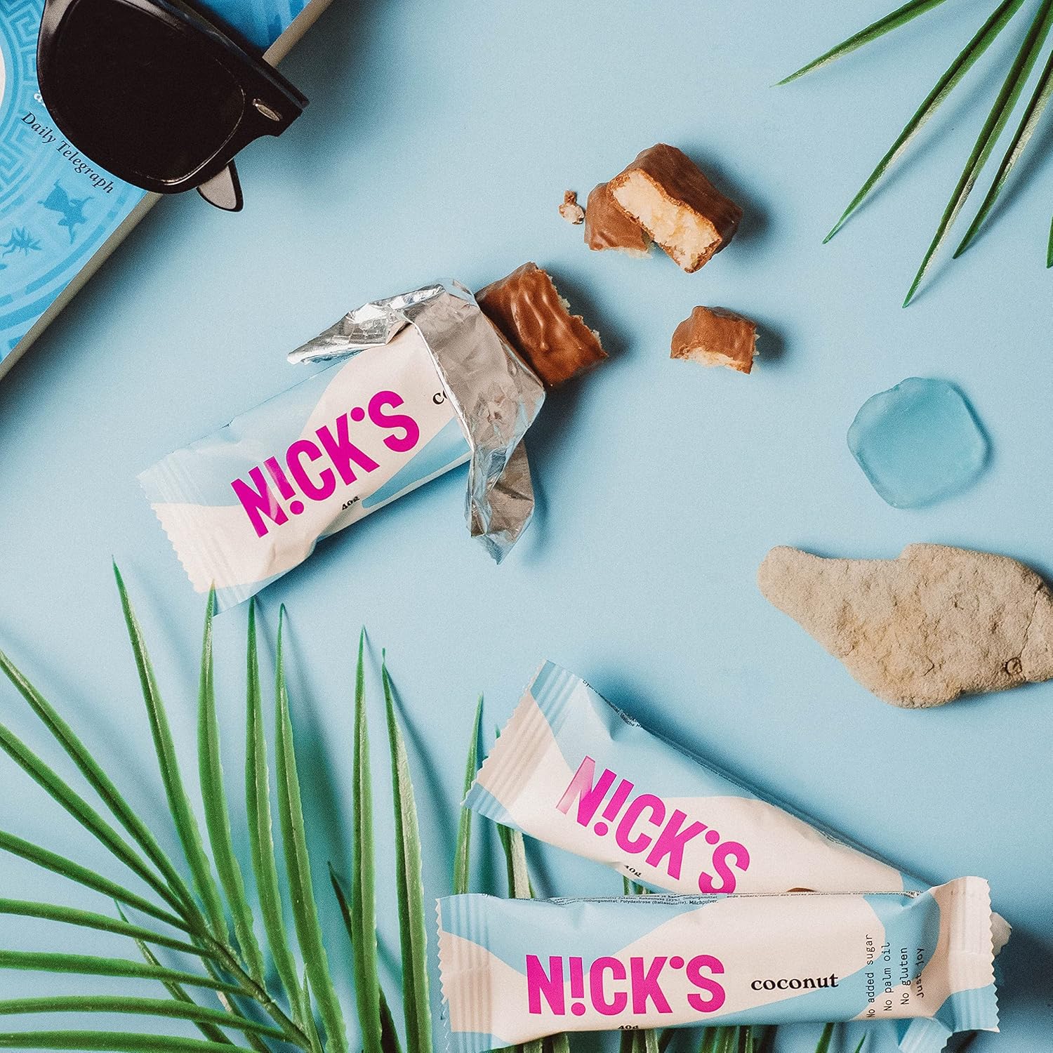 NICKS Keto Riegel Coconut, Schokolade Kokos Snacks, 175 Kalorien, 2 Net carbs, ohne Zuckerzusatz, Glutenfrei, Low carb Süssigkeiten (15x40g)